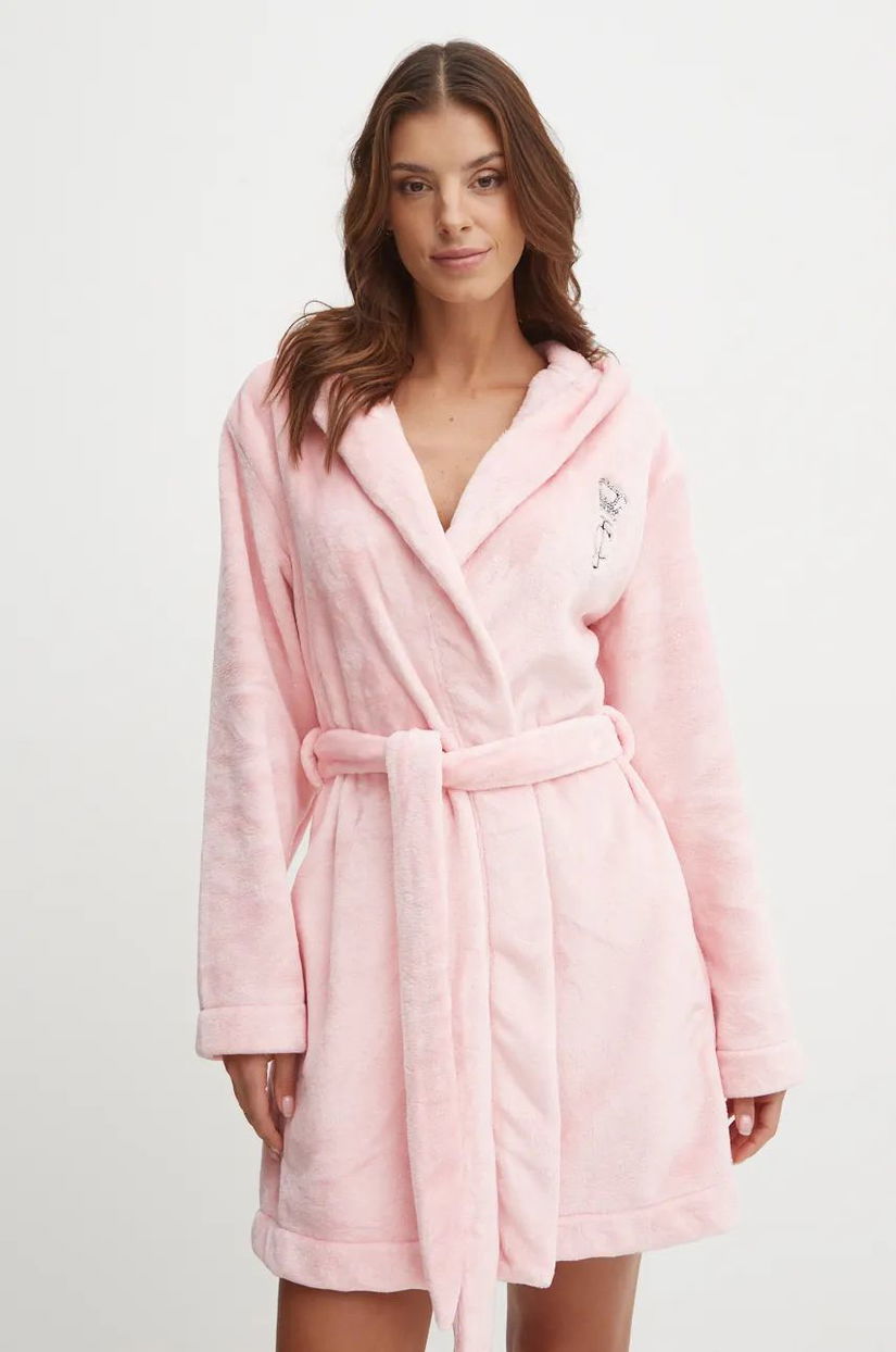 Juicy Couture halat HOODED ROBE culoarea roz, JCLRB224505