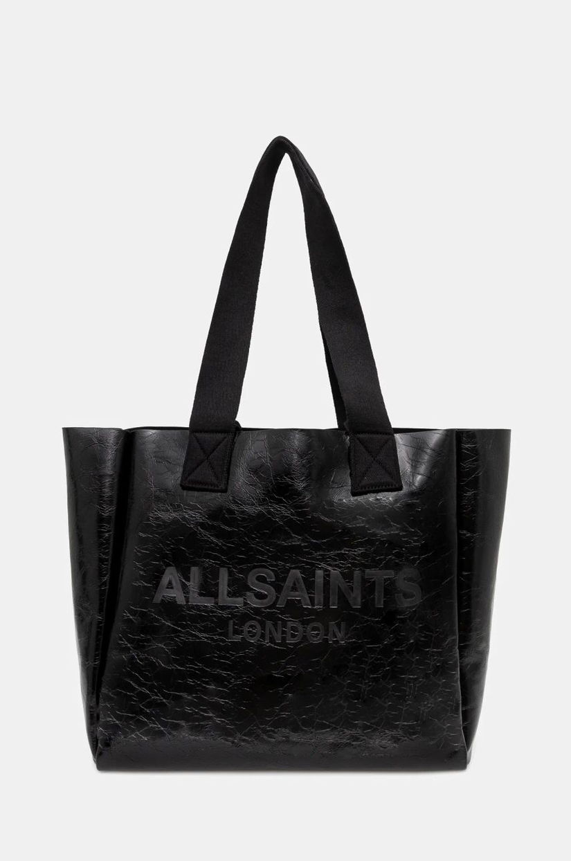 AllSaints poseta de piele IZZY SHINE culoarea negru, W055XB