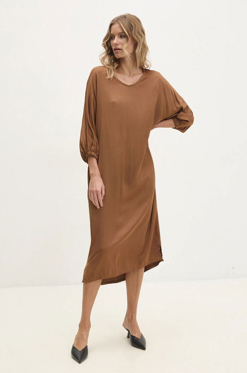 Answear Lab rochie culoarea maro, midi, oversize