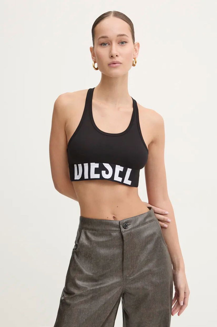 Diesel sutien sport UFSB-COTTON-RACE-BRALETTE culoarea negru, A14591.0HMAU