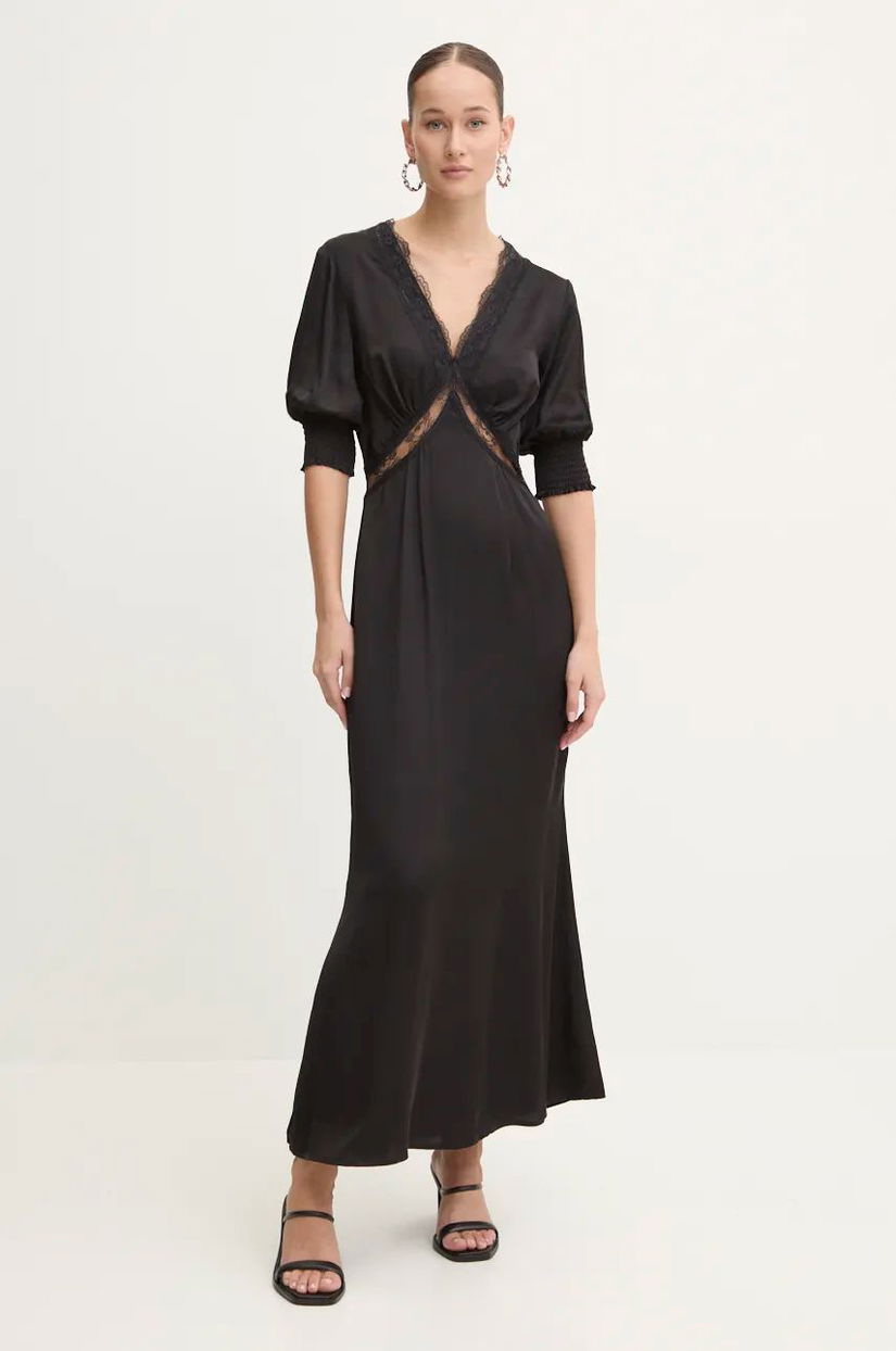 Never Fully Dressed rochie May Dress culoarea negru, maxi, evazați, NFDDR1692