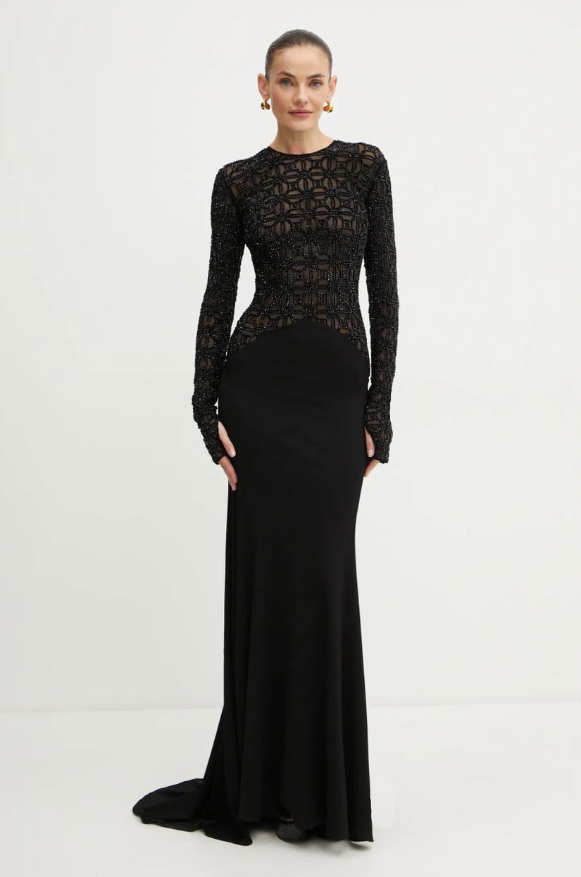 Elisabetta Franchi rochie culoarea negru, maxi, evazați, AB65947E2