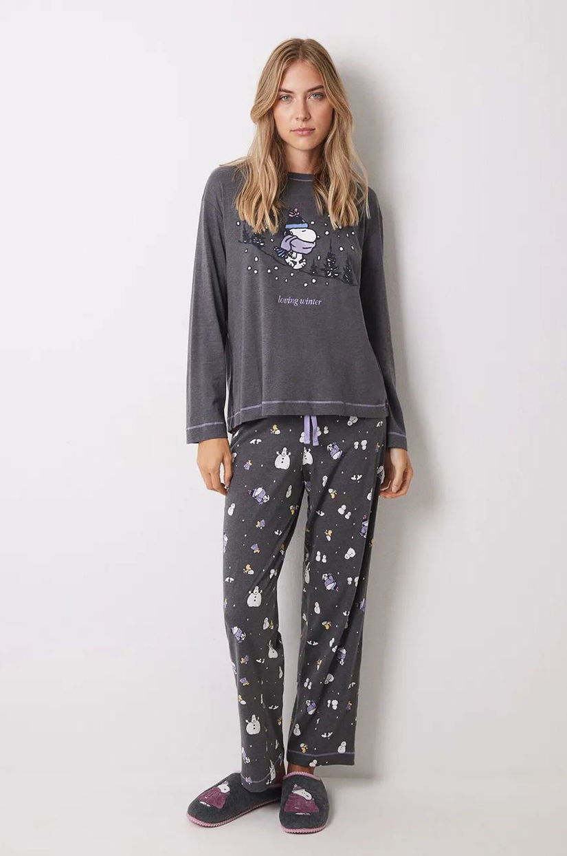 women'secret pijama SNOOPY femei, culoarea gri, 3138617