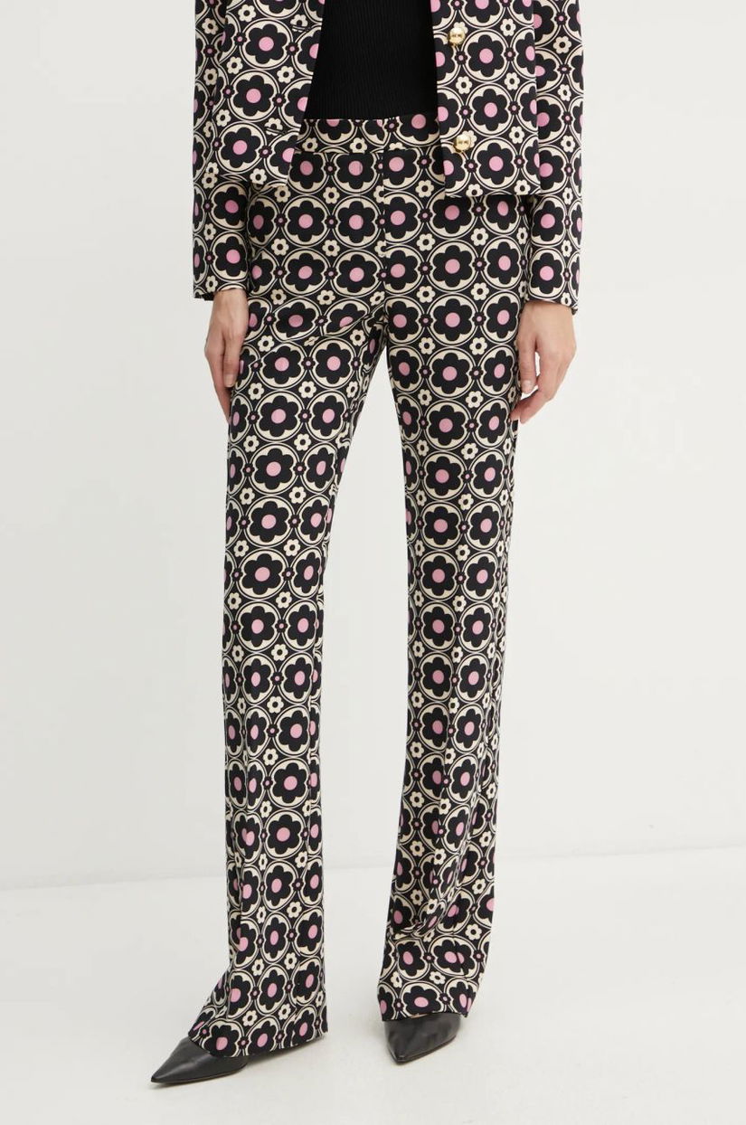 MAX&Co. pantaloni x Richard Quinn femei, culoarea negru, evazați, high waist, 2428136022200