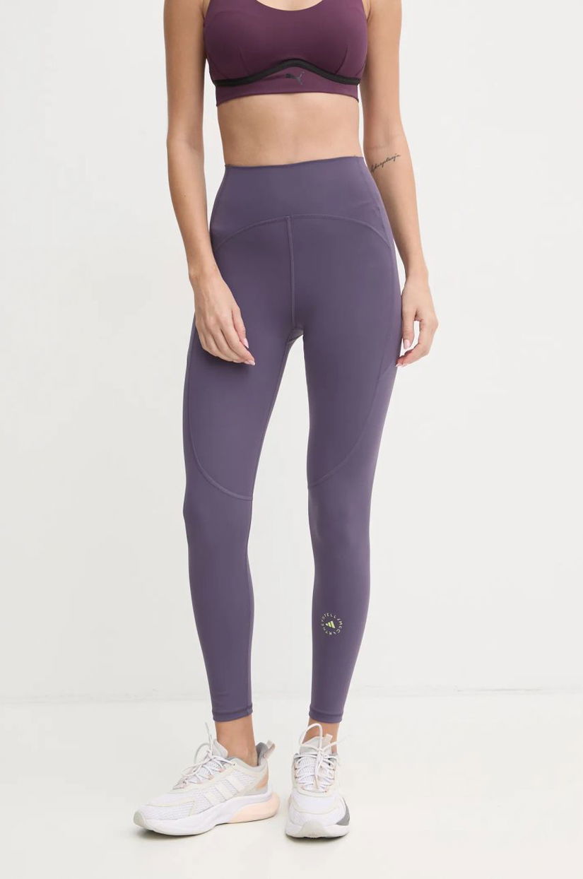 adidas by Stella McCartney leggins de antrenament TrueStrenght culoarea violet, cu imprimeu, IW6377