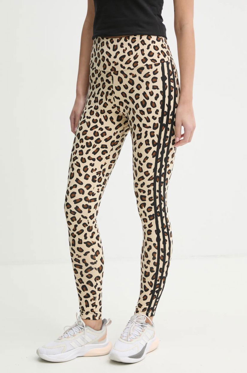 adidas Originals colanți Leopard femei, culoarea bej, cu imprimeu, IX7419