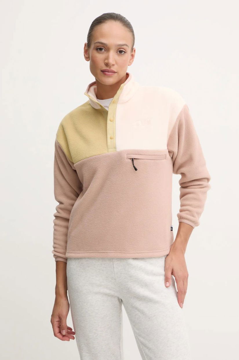 Picture bluză Arcca 1/4 Zip femei, culoarea roz, cu imprimeu, SWT0161