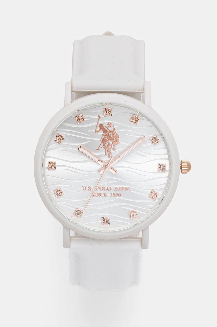 U.S. Polo Assn. ceas LUCYCRYSTAL femei, culoarea alb, USP8264RG