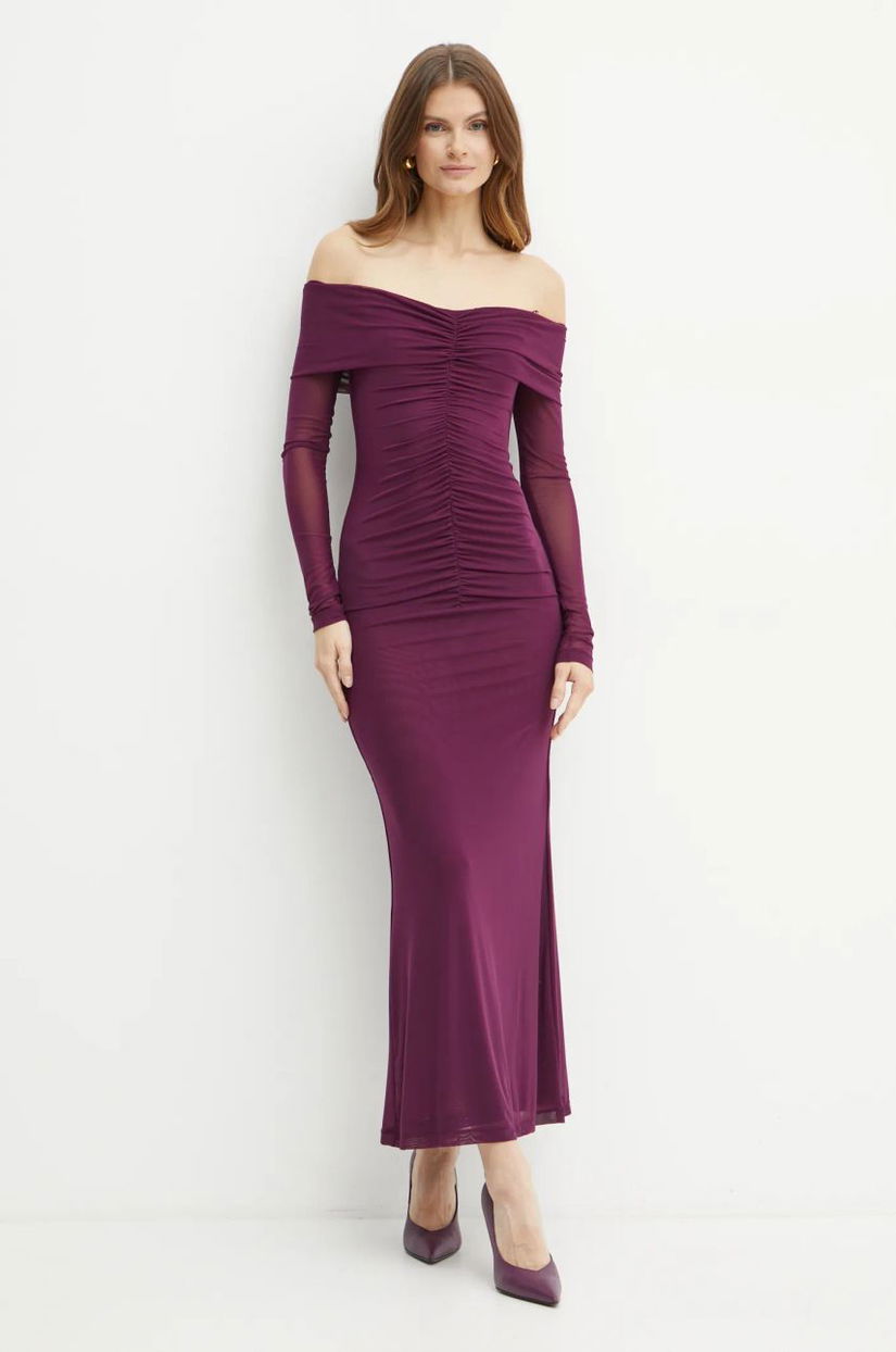 Bardot rochie ARTURA culoarea violet, maxi, mulata, 59548DB