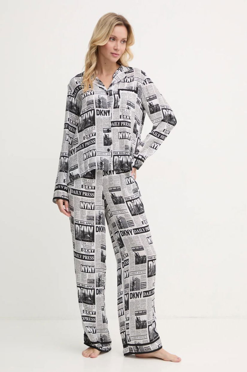 Dkny pijama femei, culoarea alb, YI90033