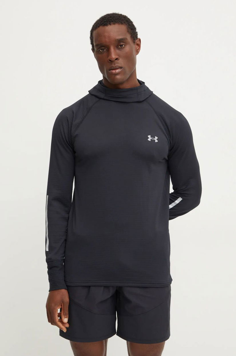 Under Armour hanorac de jogging Launch Elite culoarea negru, cu glugă, neted, 1386675