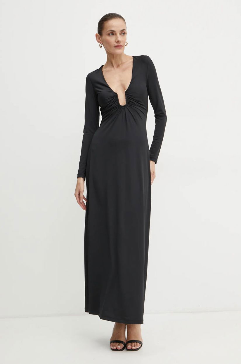 Bardot rochie REMMY culoarea negru, maxi, evazati, 59475DB