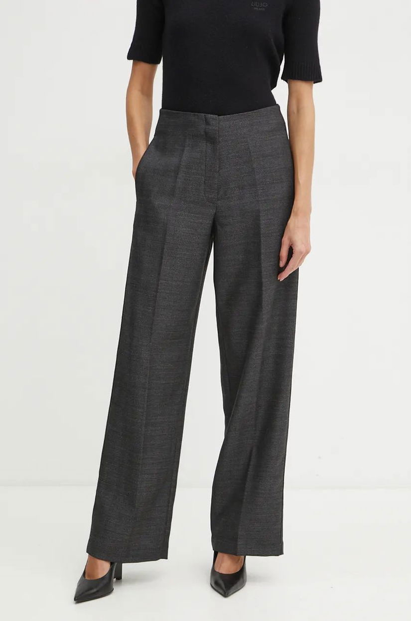 Forte Forte pantaloni de lana culoarea gri, lat, high waist, 13224_my pants