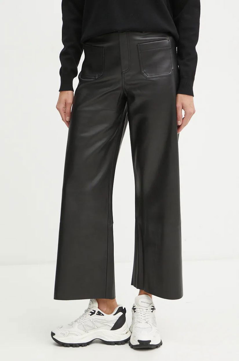 Morgan pantaloni PCHOU femei, culoarea negru, evazati, high waist, PCHOU