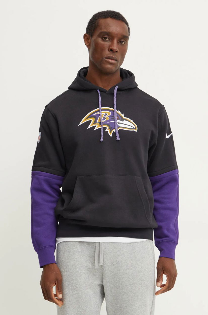 Nike bluza Baltimore Ravens barbati, culoarea negru, cu glugă, modelator, 02F2-049Y-8G-87G