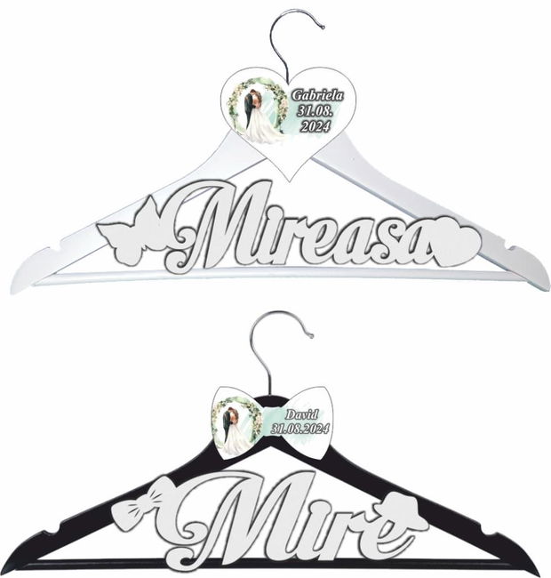 Set Umerase Personalizate, Nunta, Alb Negru, UNUV013