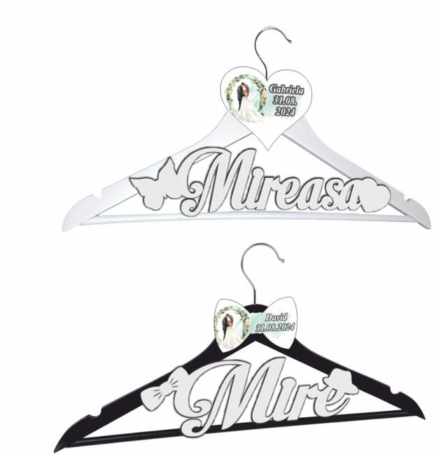 Set Umerase Personalizate, Nunta, Alb Negru, UNUV013