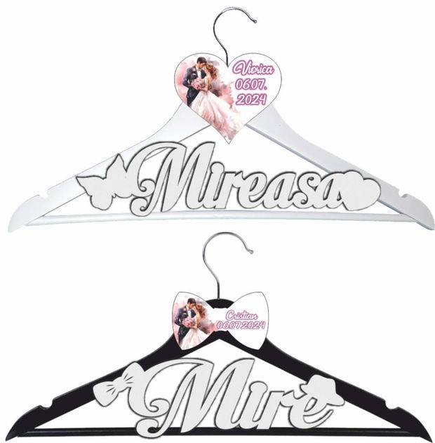 Set Umerase Personalizate, Nunta, Alb Negru, UNUV014