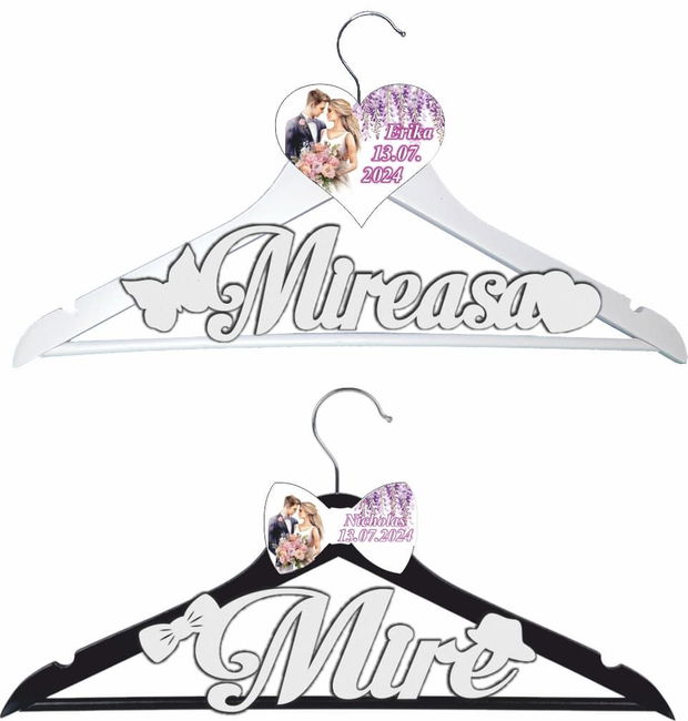 Set Umerase Personalizate, Nunta, Alb Negru, UNUV015