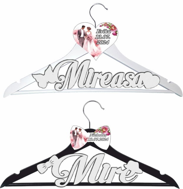 Set Umerase Personalizate, Nunta, Alb Negru, UNUV016