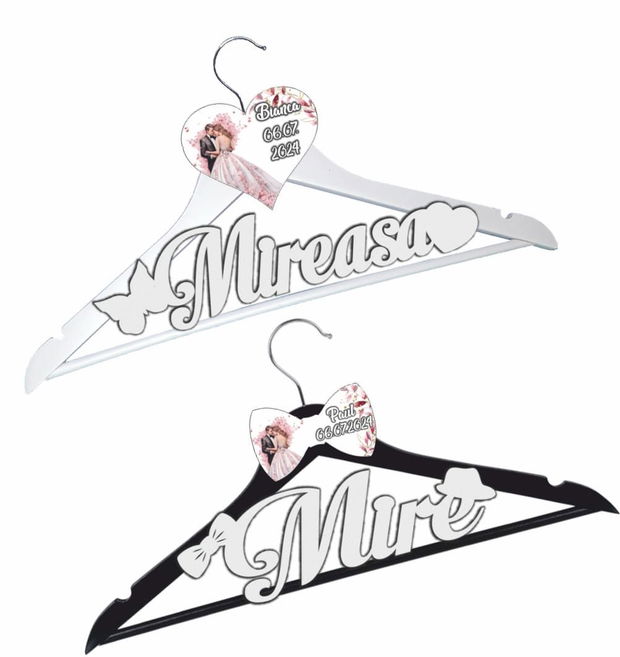 Set Umerase Personalizate, Nunta, Alb Negru, UNUV017