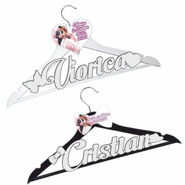 Set Umerase Personalizate, Nunta, Alb Negru, UNUV020