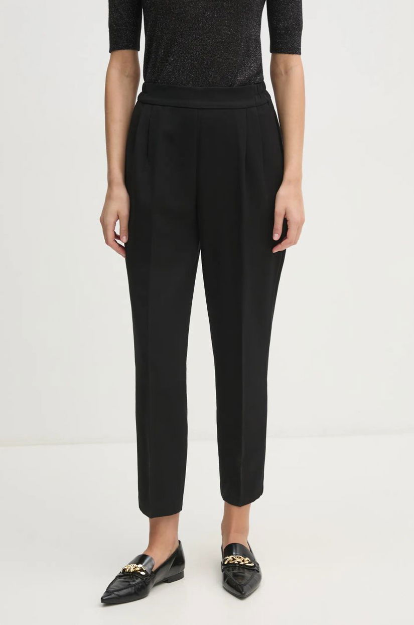 Sisley pantaloni femei, culoarea negru, fason tigareta, high waist, 4ZCWLF043