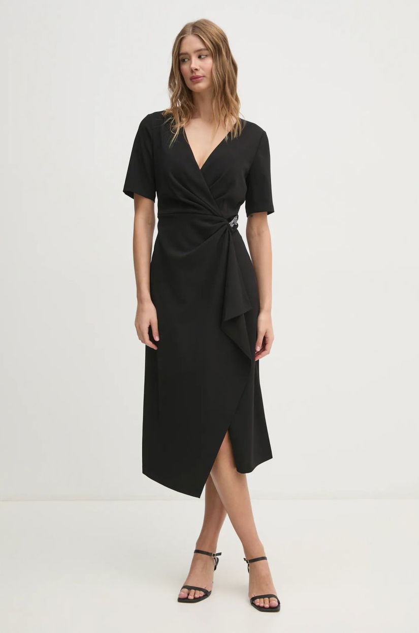 Dkny rochie culoarea negru, midi, evazati, DD4H1B66