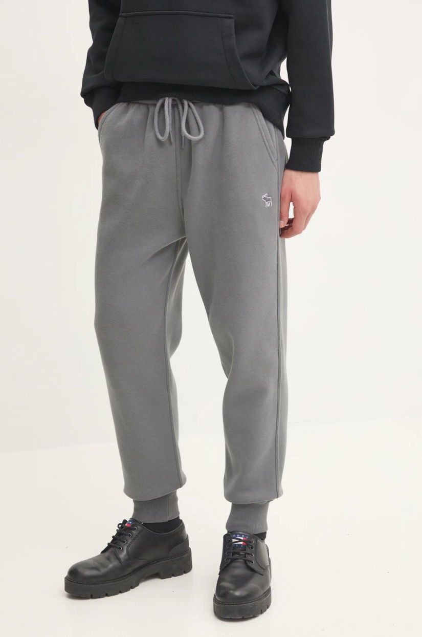 Abercrombie & Fitch pantaloni de trening culoarea gri, neted, KI134-4098