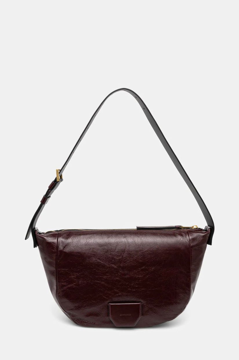 AllSaints poseta de piele MADEA SHOULDER culoarea bordo, W395XB