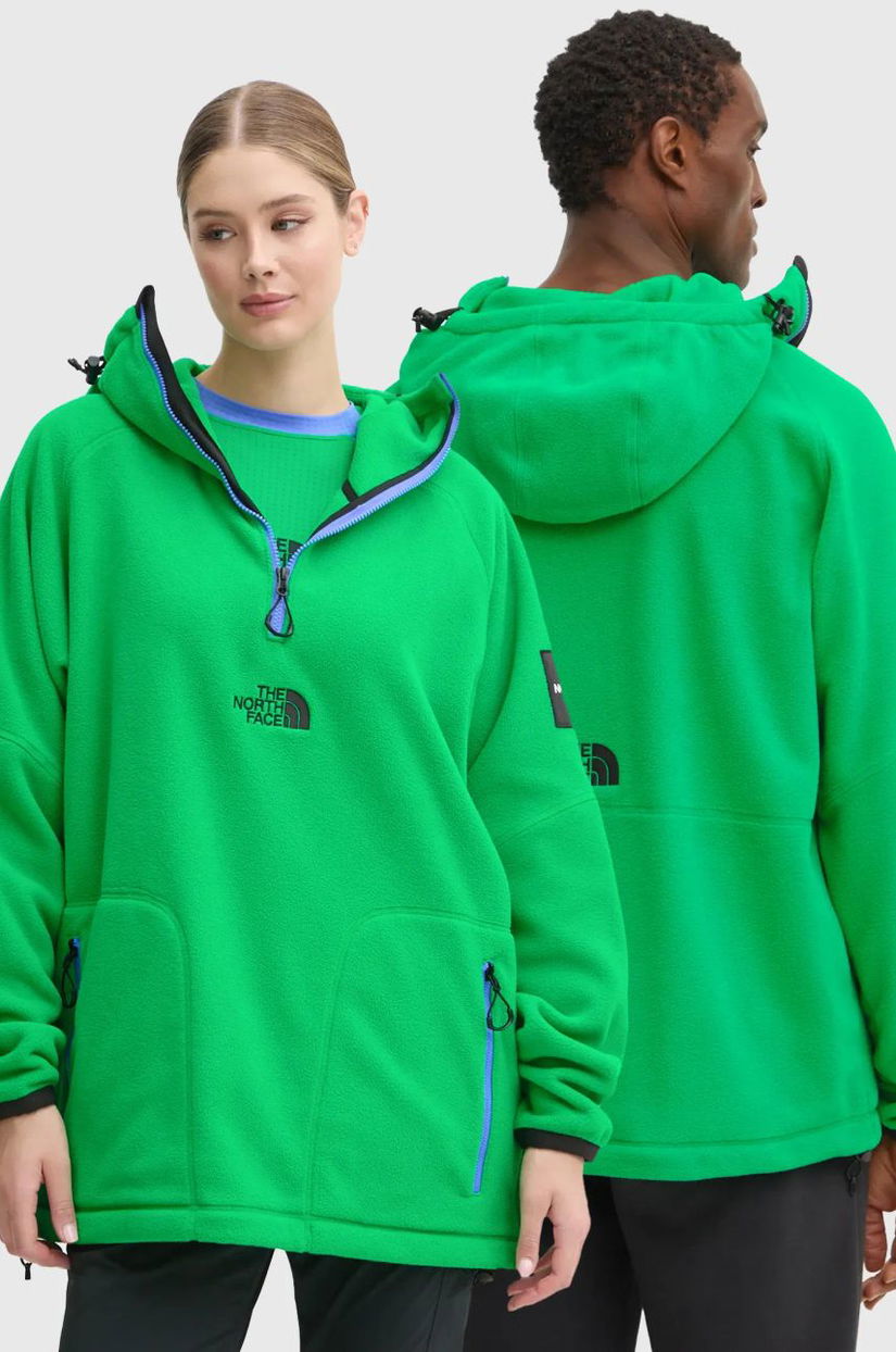 The North Face bluza TNF x Yinka Ilori culoarea verde, cu glugă, neted, NF0A89GFPO81