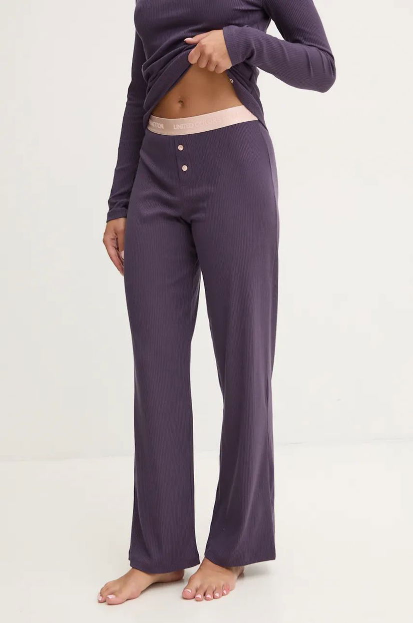 United Colors of Benetton pantaloni de pijama femei, culoarea violet, 32WA3F03P