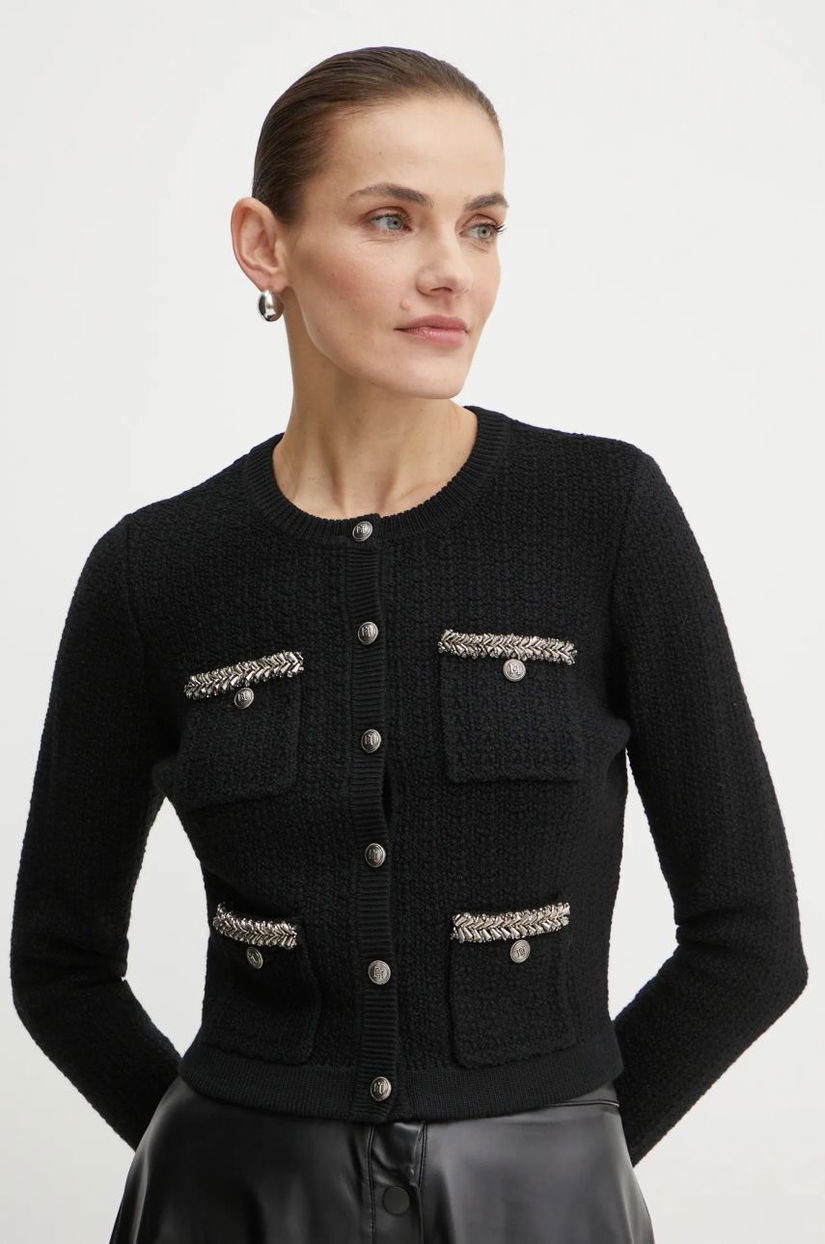 Elisabetta Franchi cardigan din amestec de lana culoarea negru, MK17S47E2