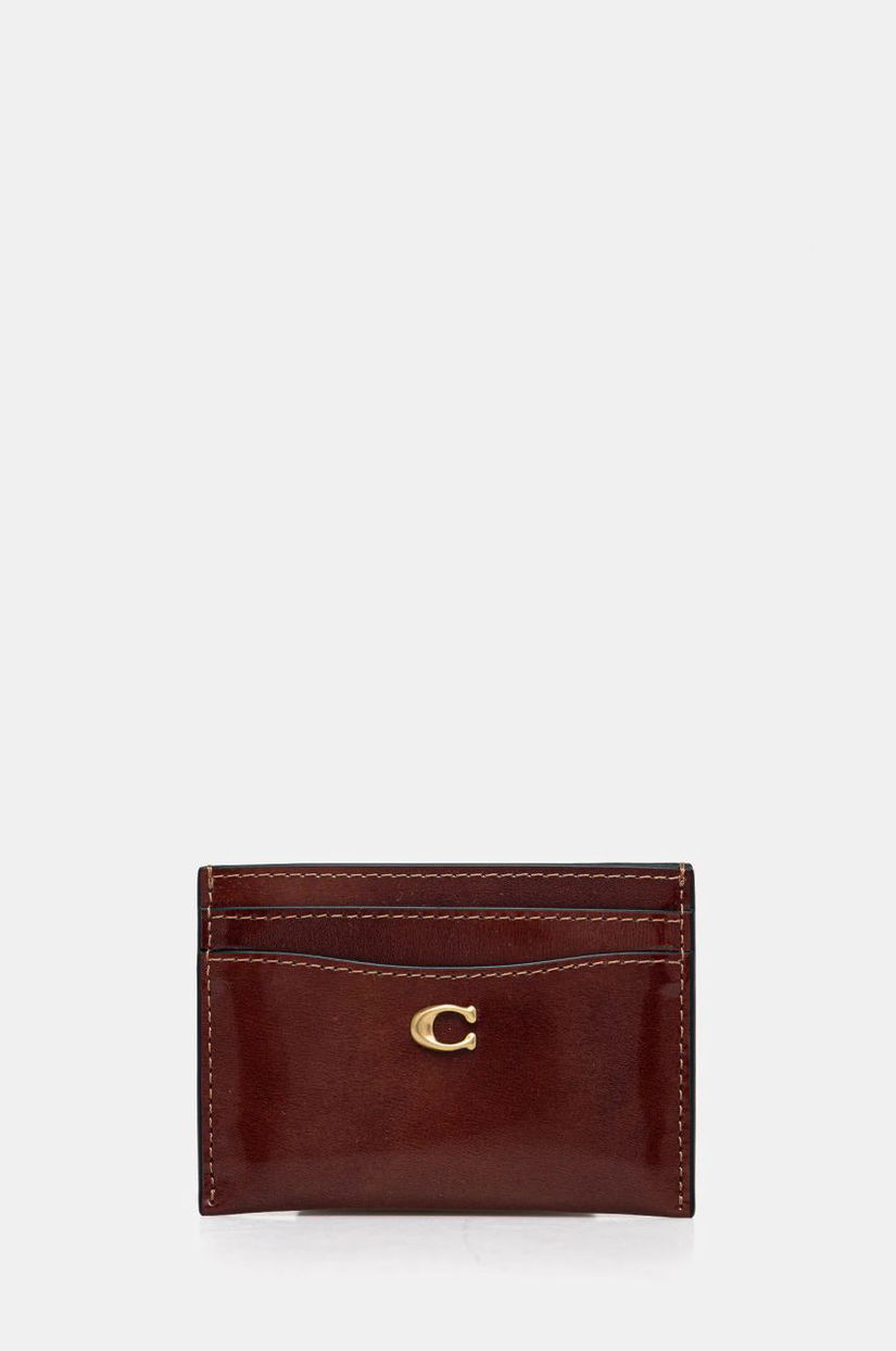 Coach husă din piele pentru carduri culoarea bordo, CW600