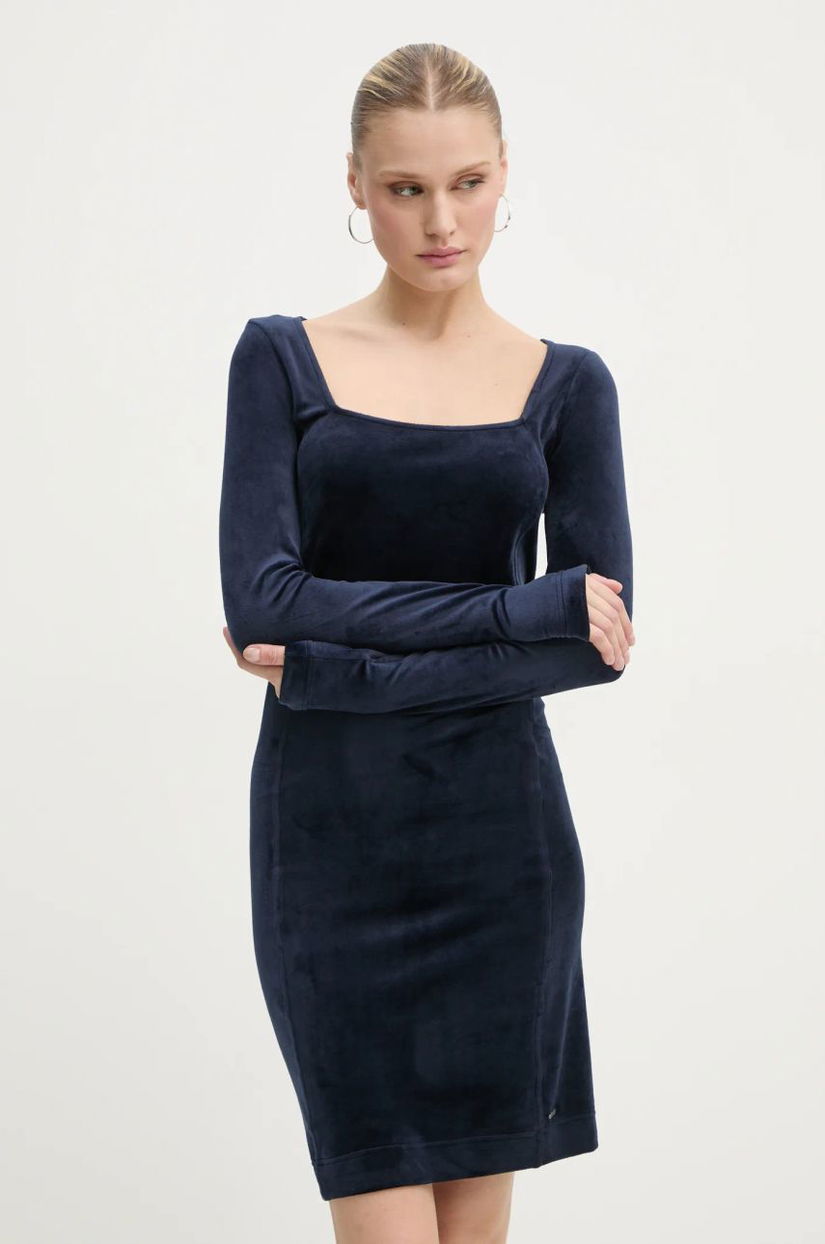 G-Star Raw rochie de catifea culoarea albastru marin, mini, mulata, D25040-D422