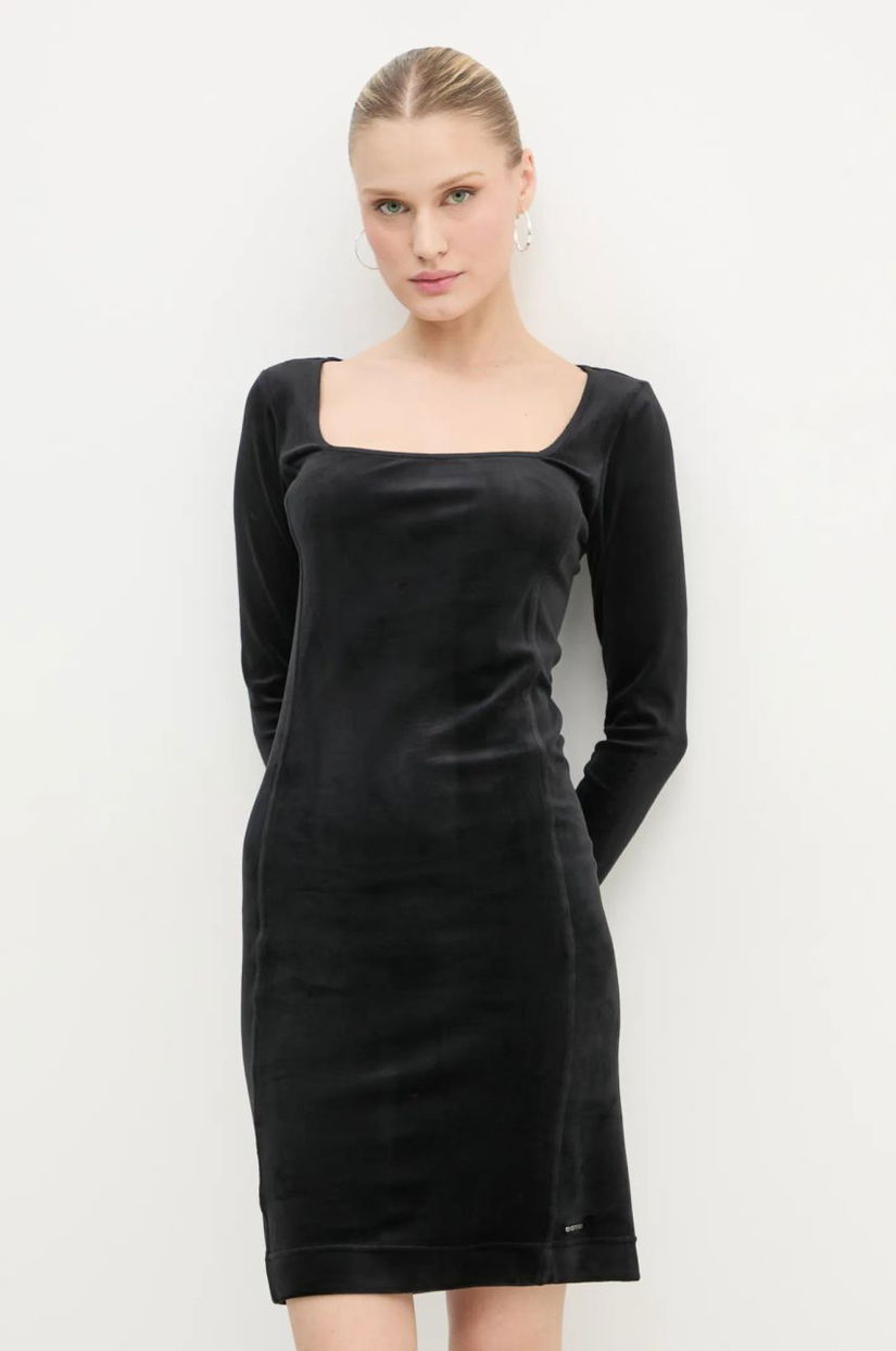 G-Star Raw rochie de catifea culoarea negru, mini, mulata, D25040-D422