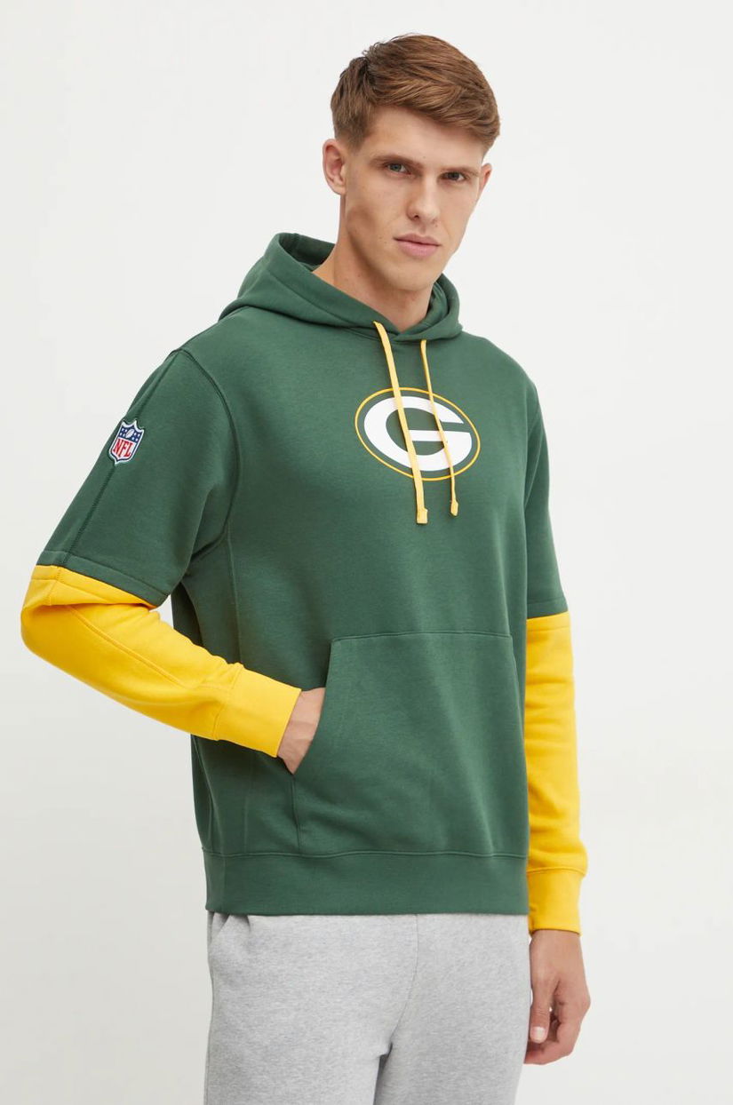 Nike bluza Green Bay Packers barbati, culoarea verde, cu glugă, modelator, 02F2-063K-7T-87G