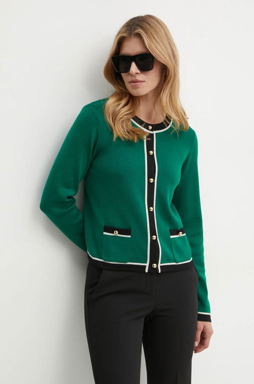 Luisa Spagnoli cardigan din lana MATERIALE culoarea verde, light, 58508