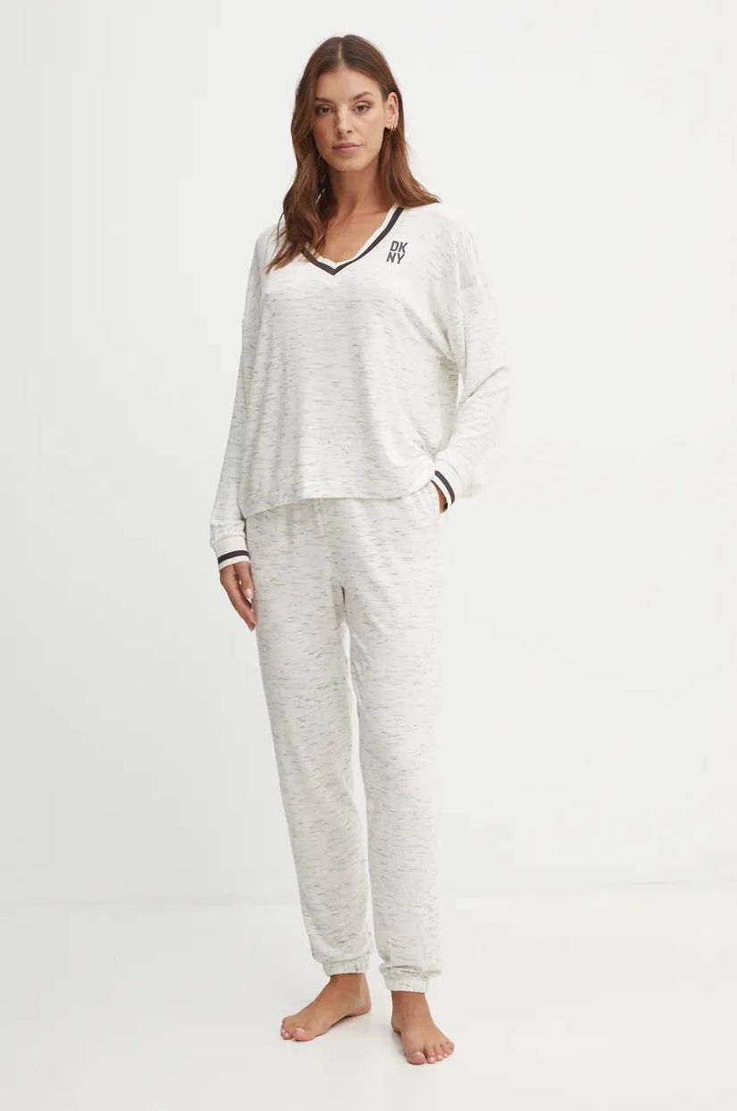 Dkny pijama femei, culoarea gri, YI90020