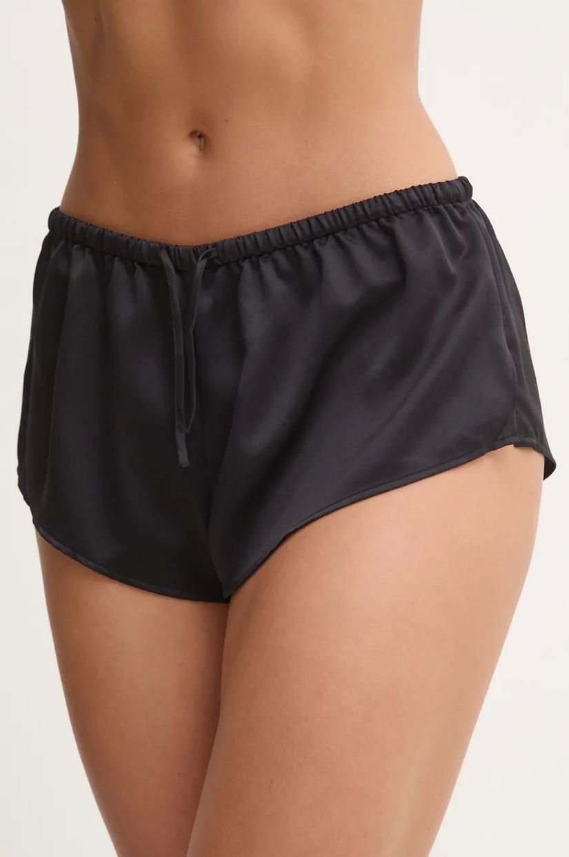 Chantelle pantaloni scurti de pijama femei, culoarea negru, satin, C22EE5