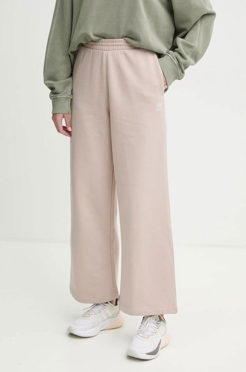 adidas Originals pantaloni de trening Femme Galore Wideleg Fleece Pants culoarea bej, uni, JN3029