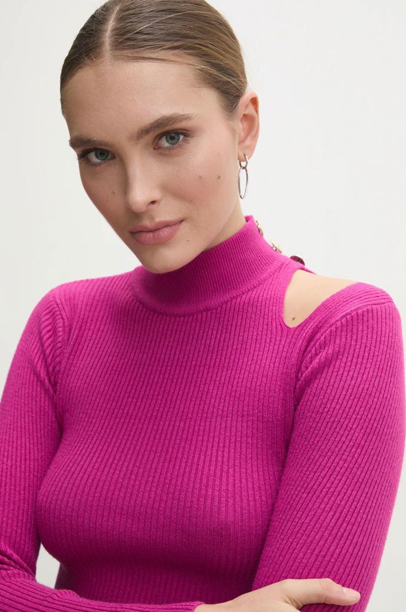 Answear Lab pulover femei, culoarea roz, light, cu turtleneck