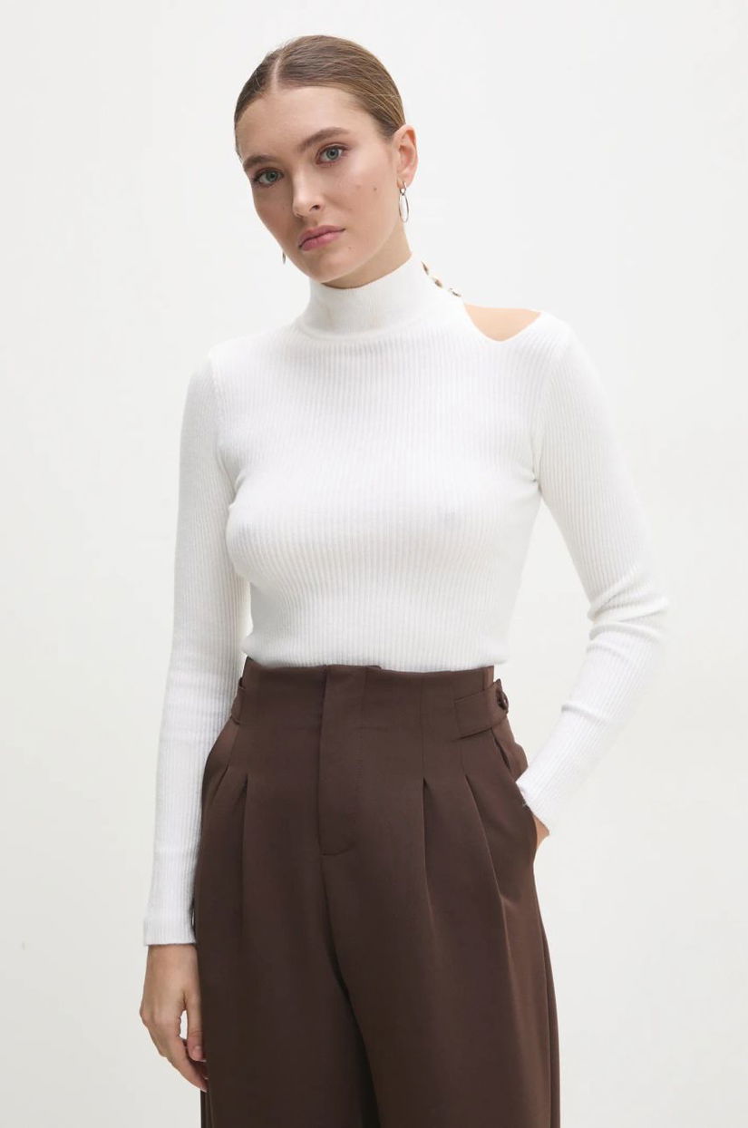 Answear Lab pulover femei, culoarea alb, light, cu turtleneck