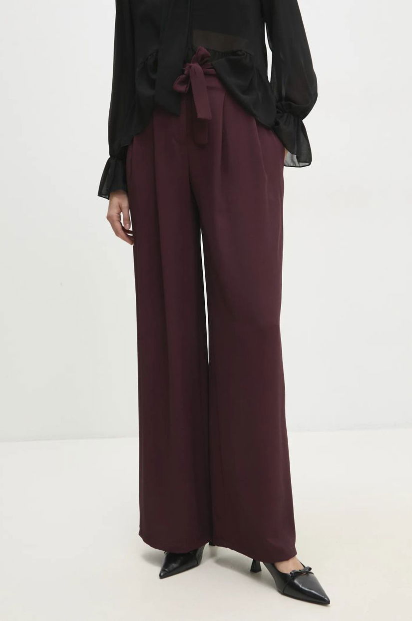 Answear Lab pantaloni femei, culoarea violet, drept, high waist