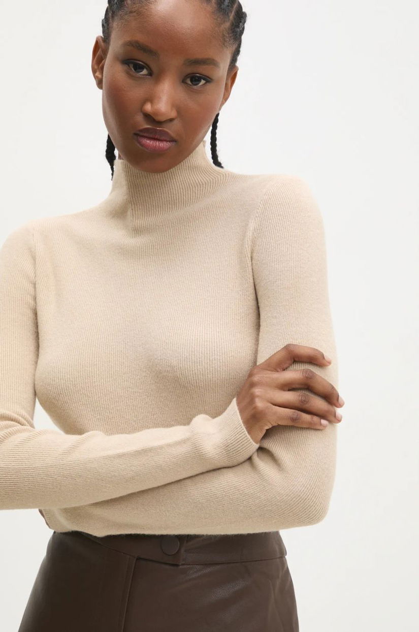 Answear Lab pulover femei, culoarea bej, light, cu turtleneck