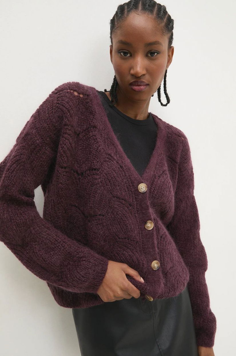 Answear Lab cardigan de lana culoarea violet