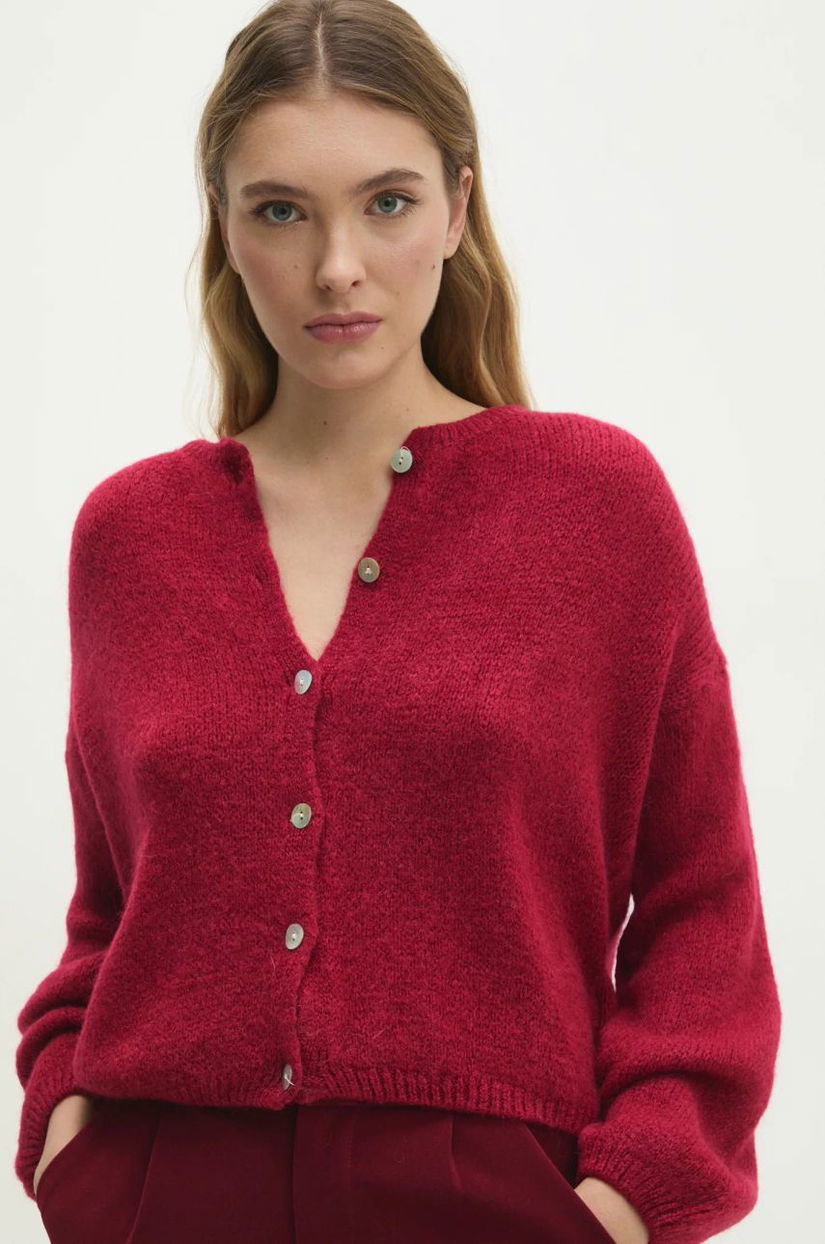 Answear Lab cardigan de lana culoarea bordo