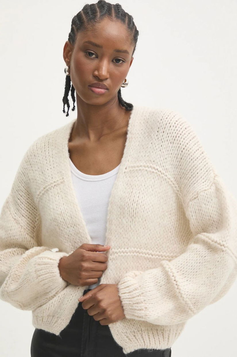 Answear Lab cardigan de lana culoarea bej