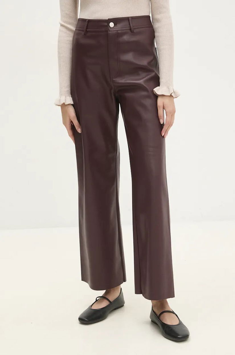 Answear Lab pantaloni femei, culoarea bordo, evazati, high waist