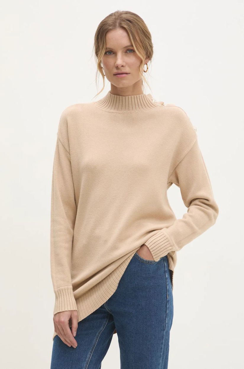 Answear Lab pulover femei, culoarea maro, light, cu turtleneck